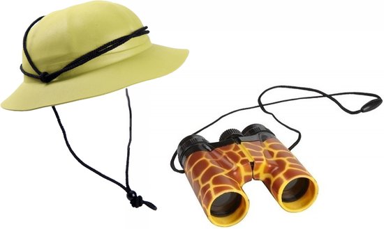 Kinder verkleedkleding set safari - 1x tropenhelm en 1x verrekijker