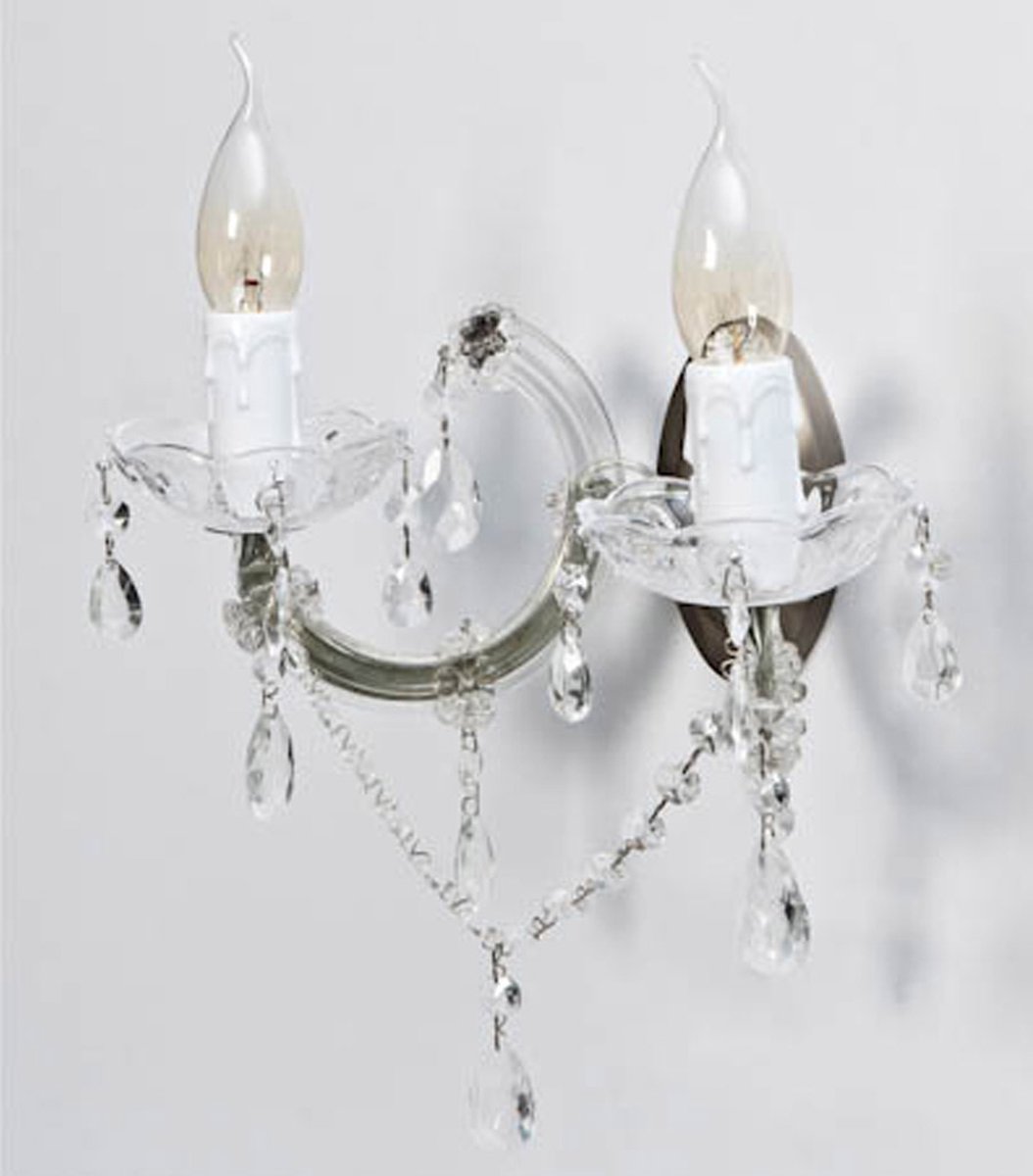 Wandlamp Maria Theresa 2 lichts C-arm Chroom Glas