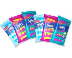 Tempo® | 6 x 10 Vochtige Toiletdoekjes Assorti | pocketformaat | handig voor onderweg