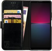 Rosso Element Book Case Wallet Hoesje Geschikt voor Sony Xperia 10 IV | Portemonnee | 3 Pasjes | Magneetsluiting | Stand Functie | Zwart