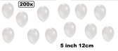 200x Mini ballon metallic wit 5 inch(12cm) met ballonpomp - Festival thema feest party verjaardag huwelijk