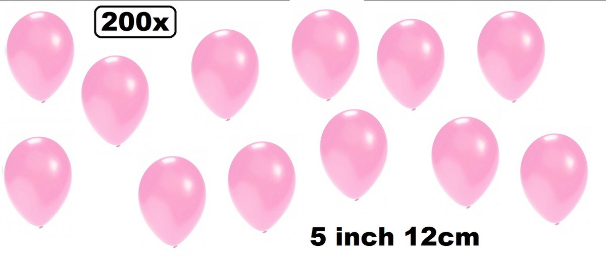 200x Mini ballon metallic baby roze 5 inch(12cm) met ballonpomp - Festival thema feest party verjaardag huwelijk