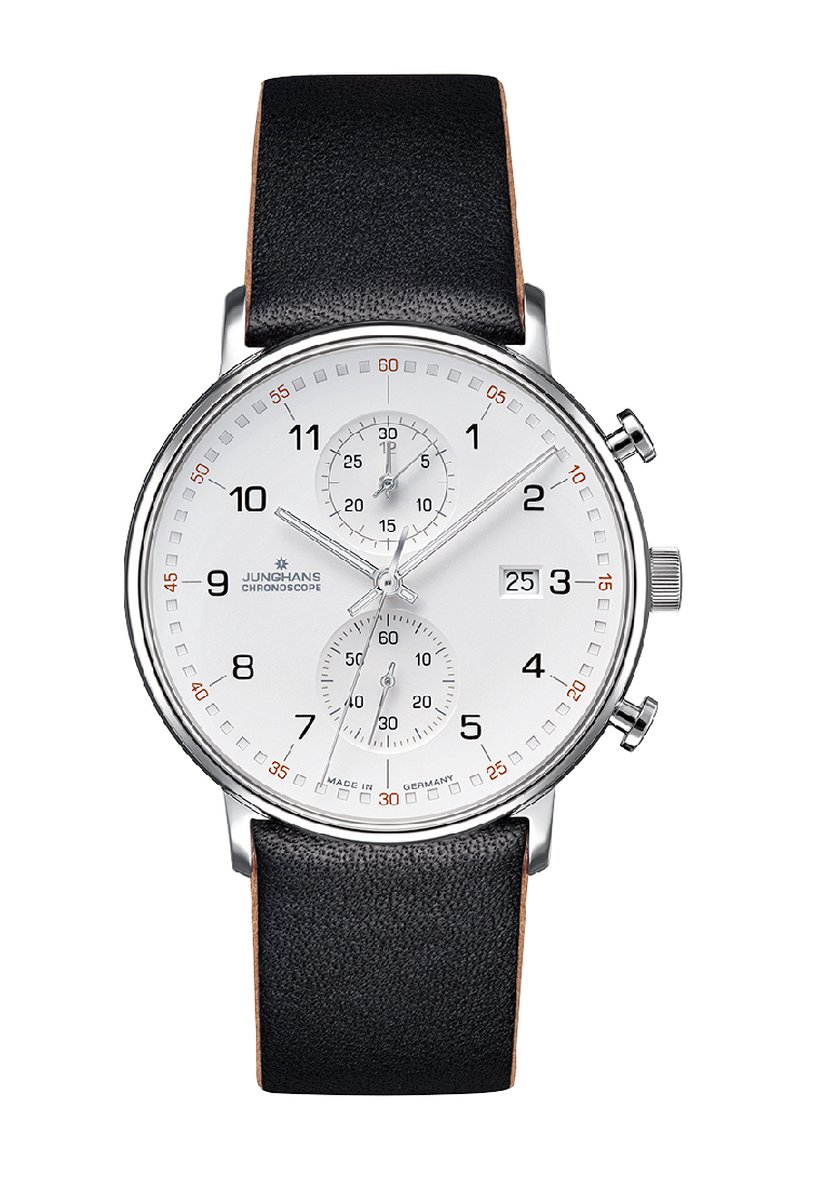 Junghans - Form C - chronoscope - chronograaf - heren - horloge - quartz - kalfsleer - luxe - cadeautip