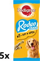 Pedigree - Rodeo - Hondensnack - Kip & Bacon - 5x123g - 5 Verpakkingen van 7 stuks