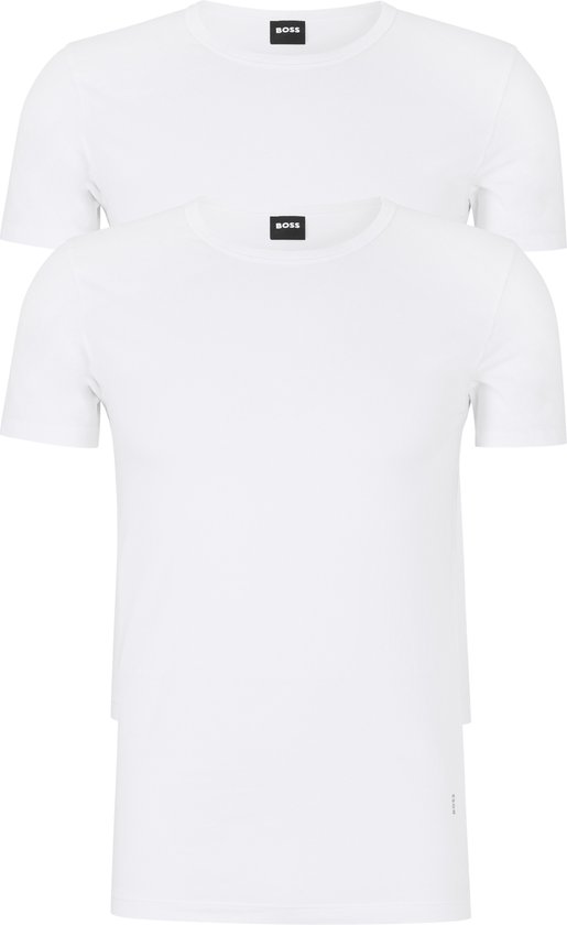 HUGO BOSS Modern stretch T-shirts slim fit (2-pack) - heren T-shirts O-hals - wit - Maat: L