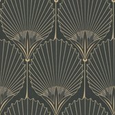 Duch Wallcoverings - Asperia - Nile Palm noir/or - papier peint intissé - 10m x 53cm - A54901