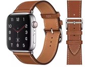 UrbanGoods - Horloge band - Geschikt voor Apple Watch - Echt Leer - 42 / 44 / 45 mm - Bruin - Series  4 5 6 7 SE - Smartwatch iWatch