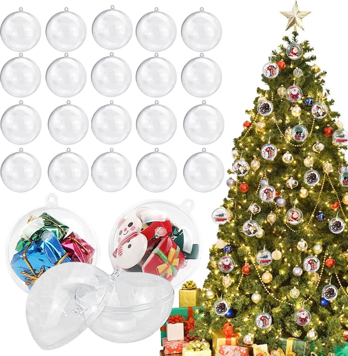 Uten - Kerstballen Plastic - kerstboom versiering - Christmas Gifts - kerstballenset - 20 stuks - kerstboom ballen - Ø8cm - wit