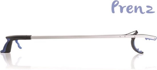 Moretti Prenz grijper, 74 cm lang, zilverkleurig met zwart handvat en blauwe trigger.