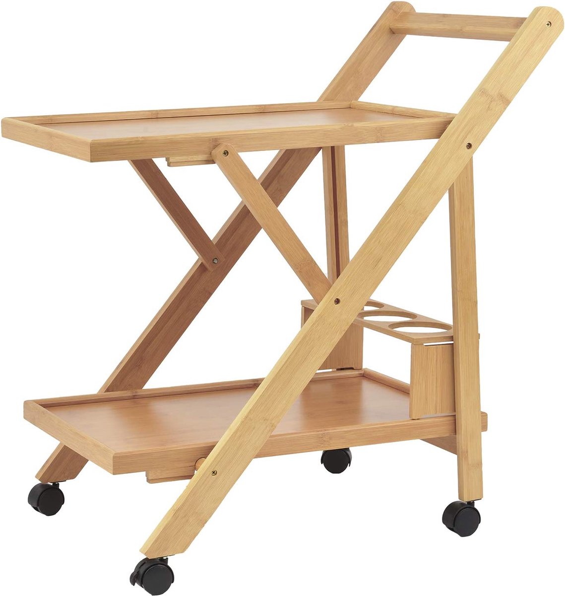 Chariot De Service En.casa 3 Étagères - Desserte Cuisine Roulante 76,5x60x40cm Bois Foncé