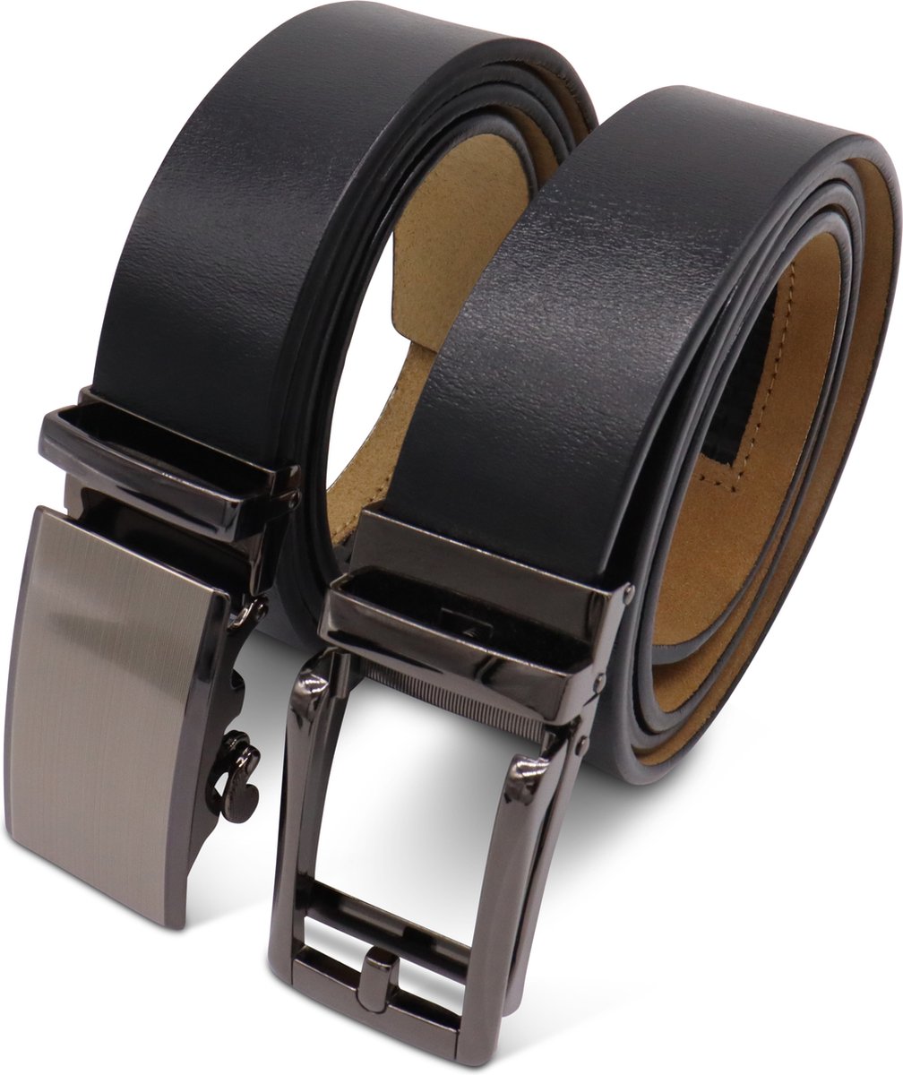 Safekeepers riem automatische gesp - riem heren - riem zonder gaatjes - riem heren leer - 2 Stuks - Zwart