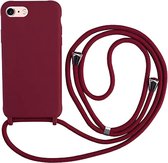 Hykjt Compatibel voor iPhone 6/7/8 Plus(5.5") Hoesje,Vloeibaar Siliconen Lanyard Case Cord Strap Verstelbare touw Cover Schokbestendig shell zachte TPU Bumper-Rood