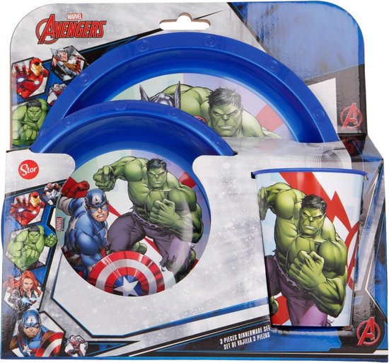 Vaisselle Avengers - 3 pièces - Ensemble Marvel avec assiette / bol / tasse  - bleu | bol
