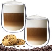 Luxe Dubbelwandige Koffieglazen - Dubbelwandige Theeglazen - Cappuccino Glazen - 250 ML - Set Van 2