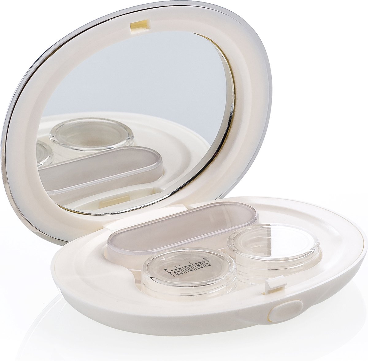 Goedkoopste Lenzendoosje Fashionlens® - wit - luxe lenshouder inclusief spiegeltje - 4 delig