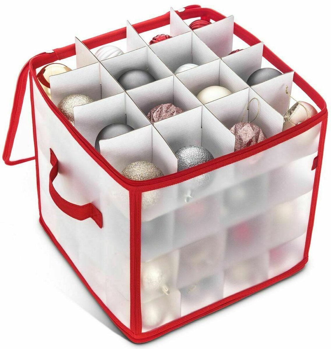 Kerstballen opruimen/opbergen opbergbox voor 64 kerstballen