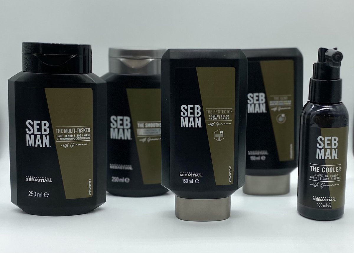 Sebastian SEB MAN Geschenkset - The multi-tasker Shampo 3 in 1 250ml - The Snoother conditioner 250ml - The Cooler tonic 100ml - The protector shaving cream 150ml - The Gent after-shave balm 150ml