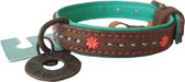 Dwam Halsband Joplin Bruin&Turquoise&Oranje - Hondenhalsband - 25-31x2 cm