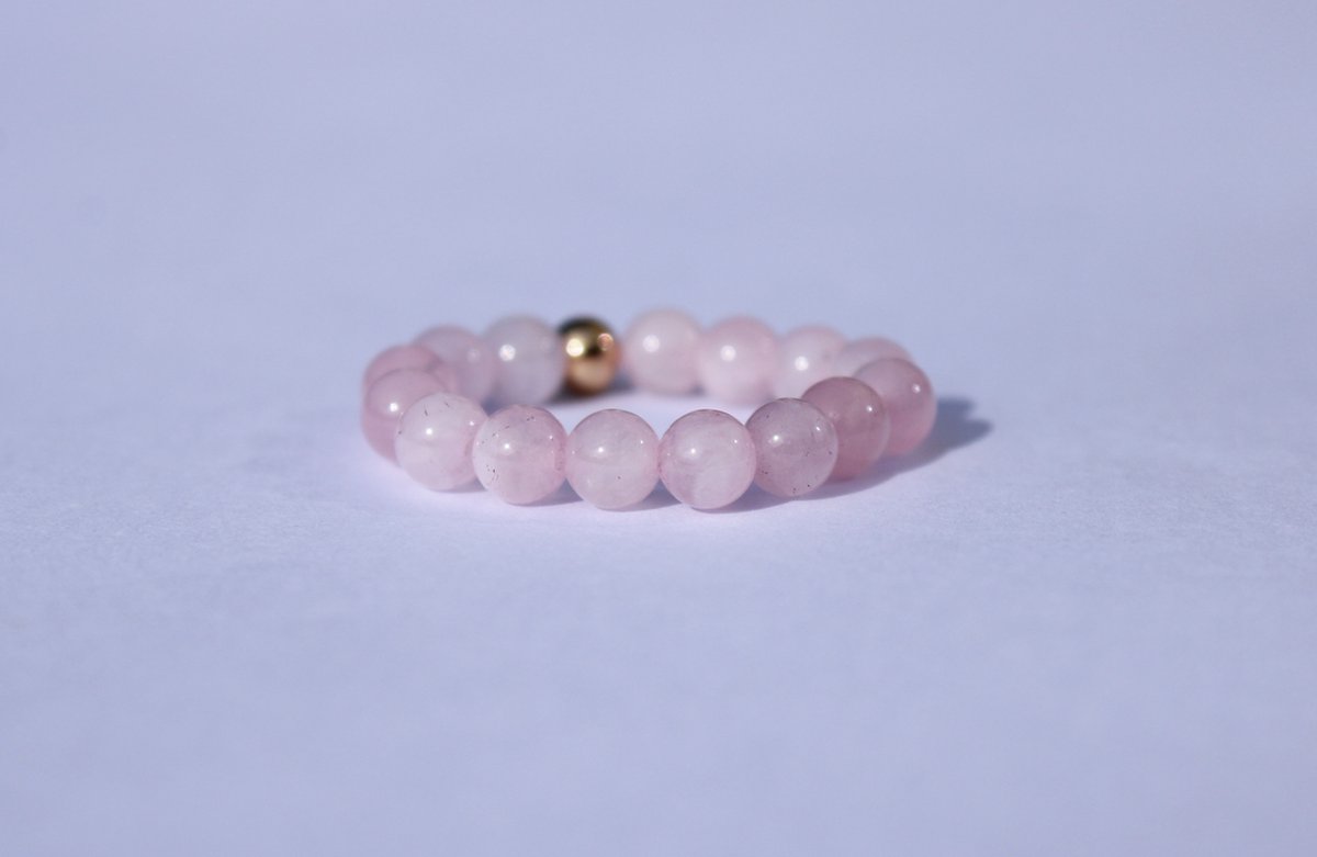 Bixorp Gems Edelsteen Ring van Rozenkwarts - 4mm Kralen Ring - Cadeau voor haar