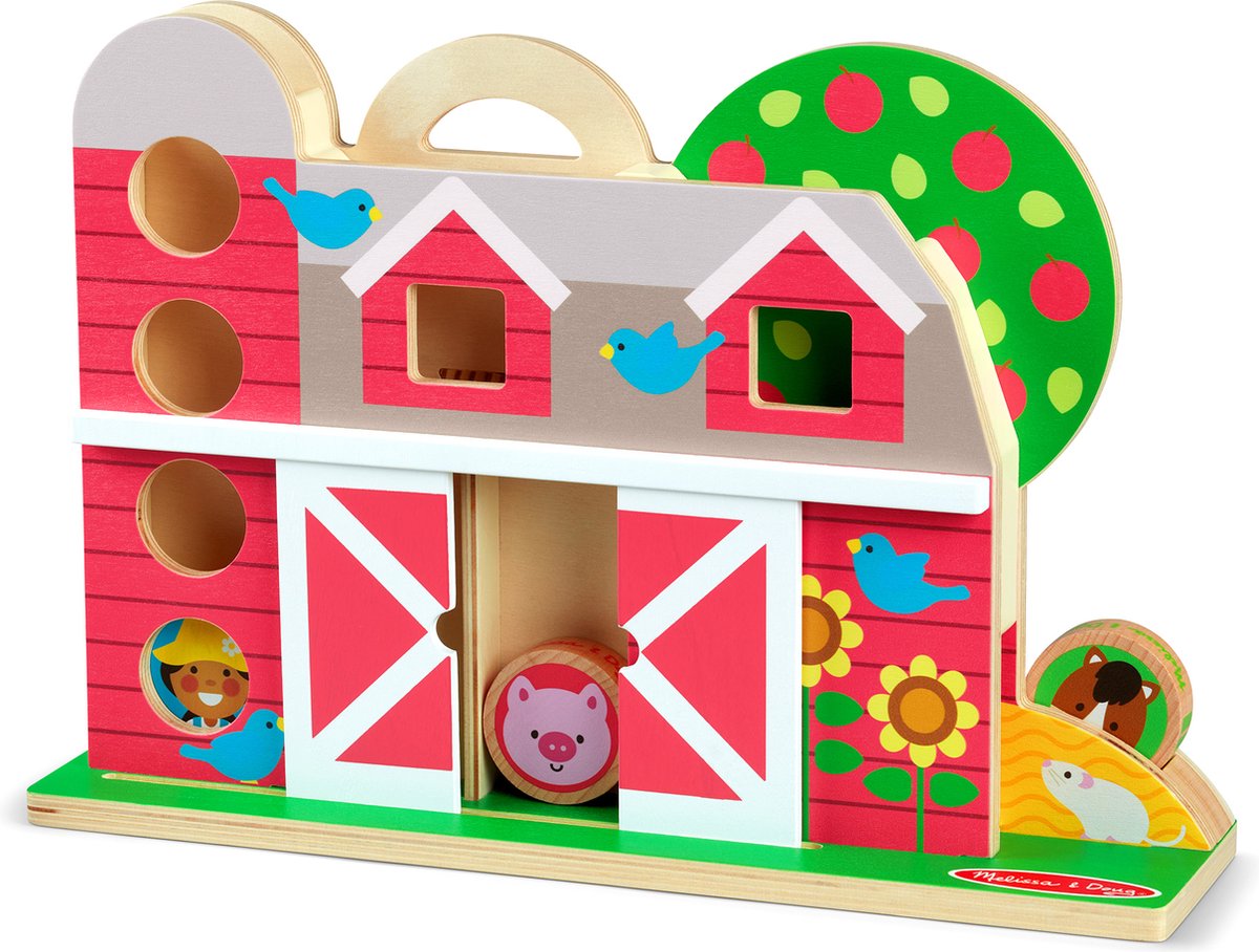 Melissa & Doug GO Tots Houten boerenerf tuimelpret - Houten peuterspeelgoed - Ontwikkelings speelgoed