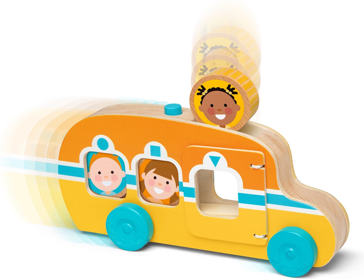 Melissa & Doug GO Tots Houten bus Rollen & Rijden - Houten ontwikkelings peuterspeelgoed