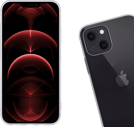 Coque pour iPhone 14 Coque en Siliconen et 2x Glas de protection d'écran avec encoche fermée - Coque pour iPhone 14 Coque en Siliconen avec 2x verre de protection - Transparent