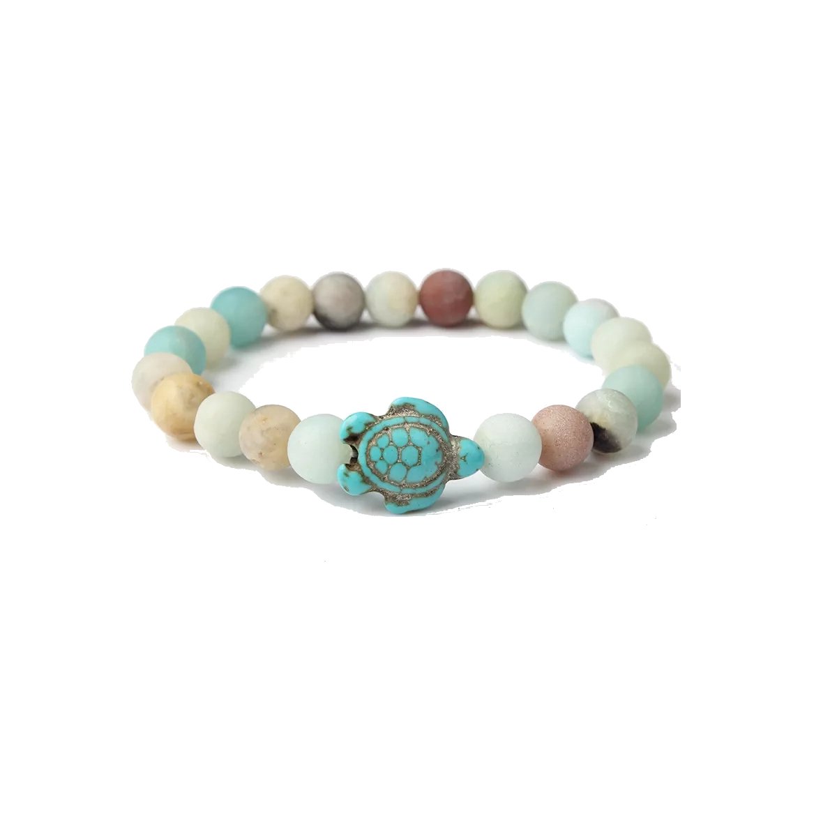 Sparkolia Edelsteen Kralen armband Schildpad Amazoniet | 19 cm blauw