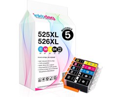 Inktdag compatible inkt cartridges voor Canon PGI-525XL / CLI-526XL - Multipack van 5 stuk voor Pixma IP4800, IP4850, IP4950, IX6550, MG5150,…