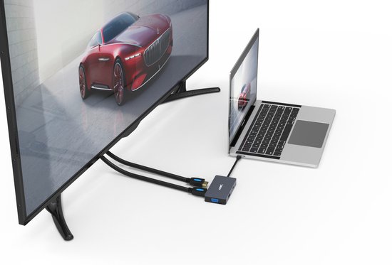 A-KONIC USB-C Laptop Docking Station – Met Dual HDMI, VGA, USB-C PD 100W, en 1x USB 3.0 - Tripple Screen – Spacegrey