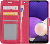 Hoes Geschikt voor Samsung M22 Hoesje Book Case Hoes Flip Cover Wallet Bookcase - Donkerroze