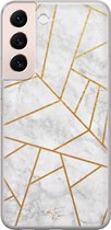 Hoesje geschikt voor Samsung Galaxy S22 - Geometrisch marmer - Soft Case - TPU - Print - Grijs - Mooie Telefoonhoesjes