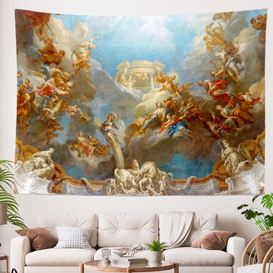 Ulticool - Fresco Historique Painting Canvas Ceiling Walls - Tapisserie - 200x150 cm - Groot Tapisserie - Affiche - Blauw Sépia