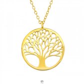 Zilveren ketting vrouw | Gold plated ketting met hanger, tree of life