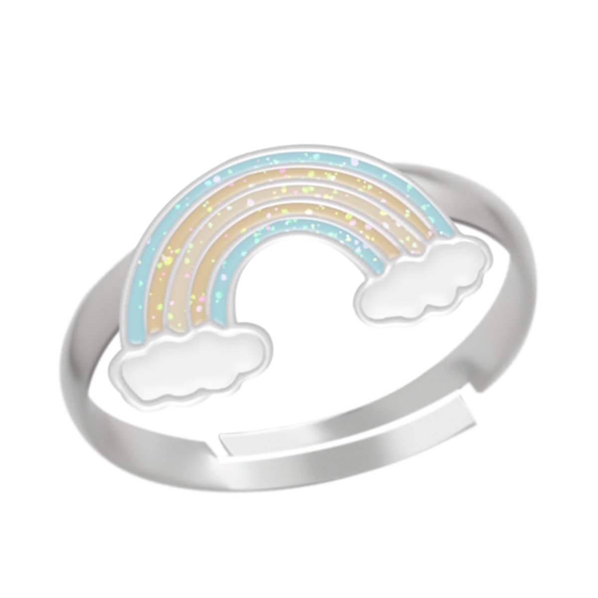 WeLoveSilver - zilveren kinderring - regenboog - verstelbaar - nikkelvrij