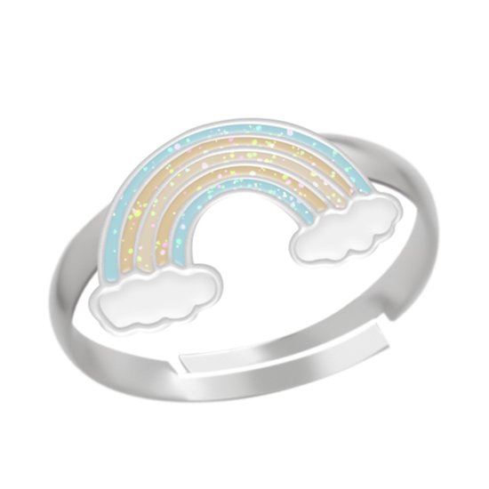 Ring fille enfant | Ring enfants | Bague en argent avec arc-en-ciel et nuages