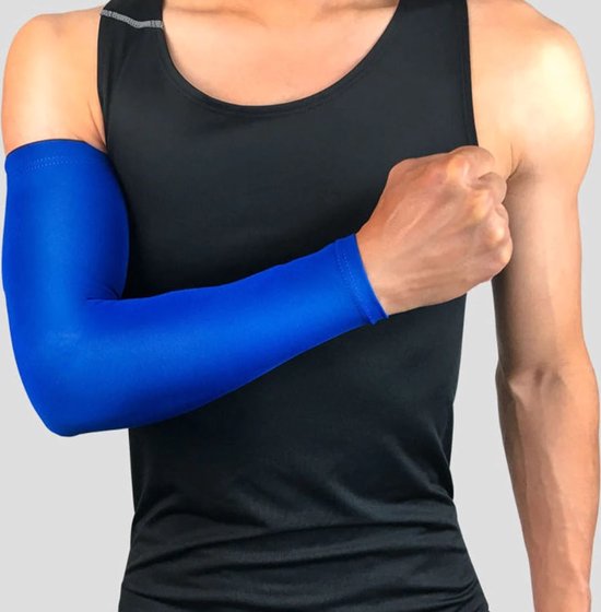 Foto: Set fiets armwarmers 2 stuks kobaltblauw maat l armstukken cycling armsleeves armbeschermers sport armmouwen