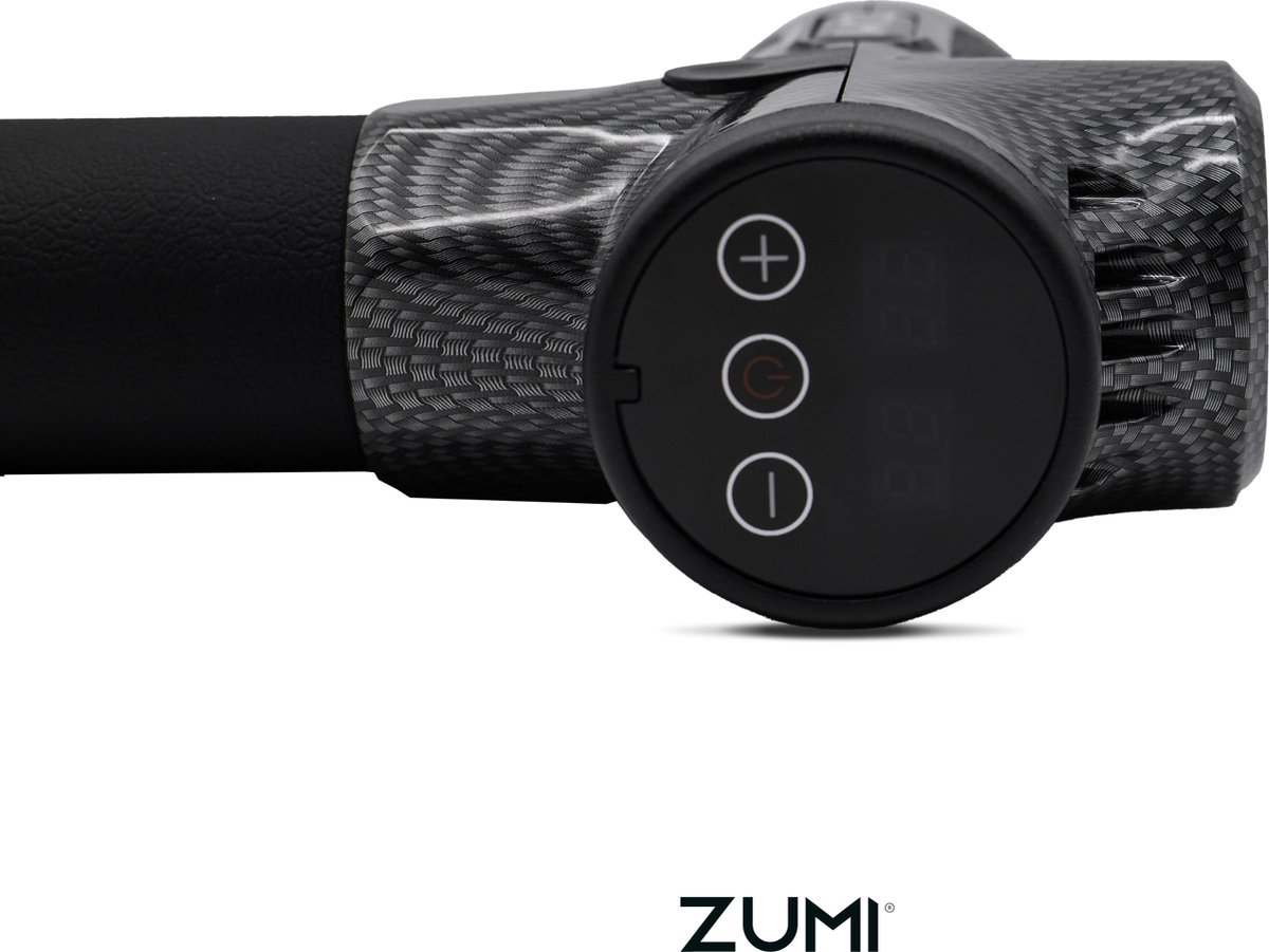 Afbeelding 2 van Zumi - Massage Gun - Massage Apparaat - Sport en Relax Massage - Fullbody - 30 Standen - Incl. 6 Opzetstukken en Koffer - Zwart