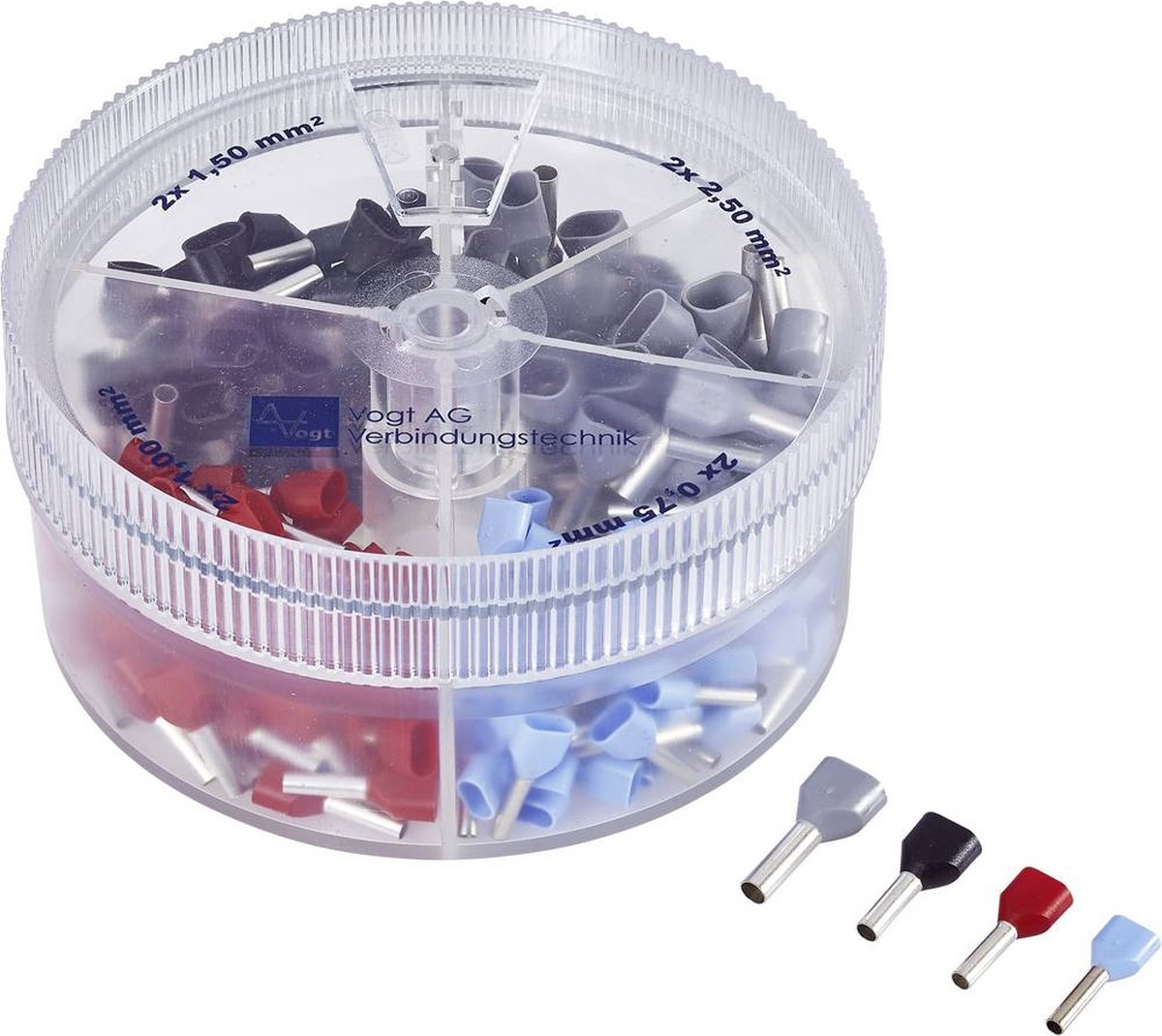 Vogt Verbindungstechnik 737023 Assortiment dubbele adereindhulzen 0.75 mm², 1 mm², 1.5 mm², 2.5 mm² Deels geïsoleerd Wi