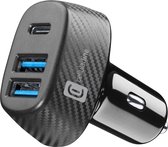 Cellularline - Chargeur de voiture, 3 ports 44W 2x USB-A 1x USB-C, noir