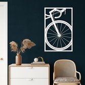 Wanddecoratie | Fiets / Bicycle | Metal - Wall Art | Muurdecoratie | Woonkamer | Buiten Decor |Wit| 71x110cm