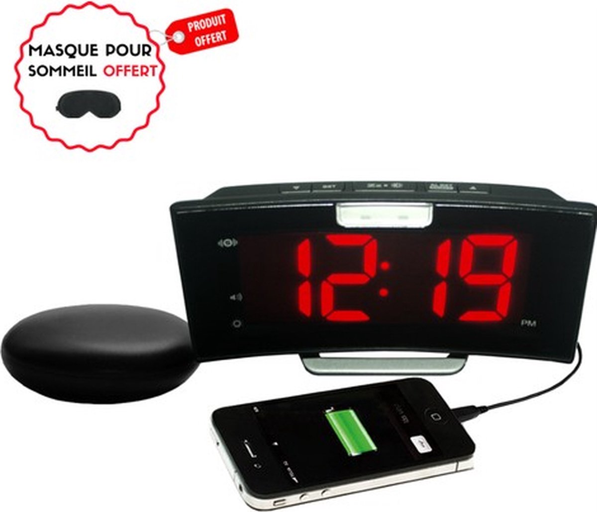 Geemarc Wake N Shake Curve Wekker + GRATIS NACHTMASK