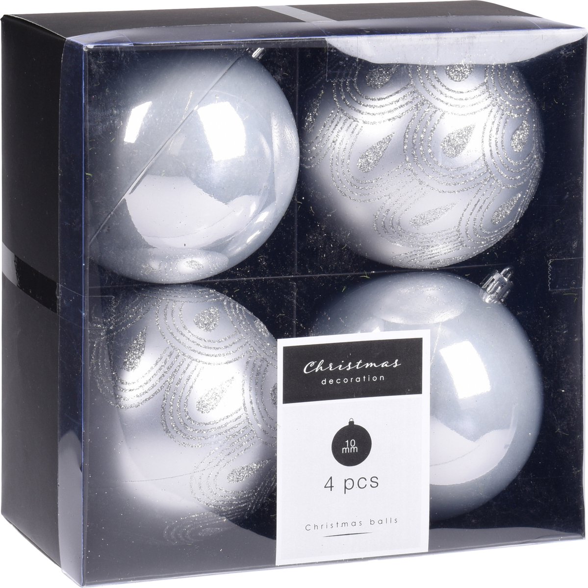 8x Kerstboomversiering luxe kunststof kerstballen zilver 10 cm - Kerstversiering/kerstdecoratie zilver