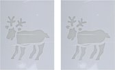 2x Kerst raamsjablonen rendier plaatjes 35 cm - Raamdecoratie Kerst - Sneeuwspray sjabloon
