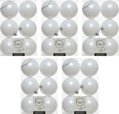 30x Boules de Noël en plastique blanc d'hiver 8 cm - Mat - Boules de Noël en plastique incassables - Décorations pour sapin de Noël blanc d'hiver