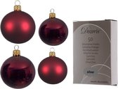 Compleet glazen kerstballen pakket donkerrood glans/mat 38x stuks - 18x 4 cm en 20x 6 cm - Inclusief 50x haakjes