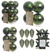 Décorations de Noël de Noël boules/pendentifs de Noël en plastique vert foncé 6-8-10 cm paquet de 68x pièces - Décorations Décorations pour sapins de Noël