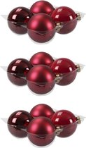 16x stuks kerstversiering kerstballen rood/donkerrood van glas - 10 cm - mat/glans - Kerstboomversiering