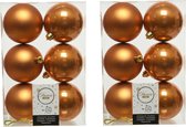 24x stuks kunststof kerstballen cognac bruin (amber) 8 cm - Mat/glans - Onbreekbare plastic kerstballen