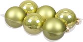 18x stuks kerstversiering kerstballen salie groen (oasis) van glas - 8 cm - mat/glans - Kerstboomversiering