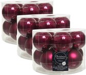 30x stuks kerstballen framboos roze (magnolia) van glas 6 cm - mat/glans - Kerstboomversiering